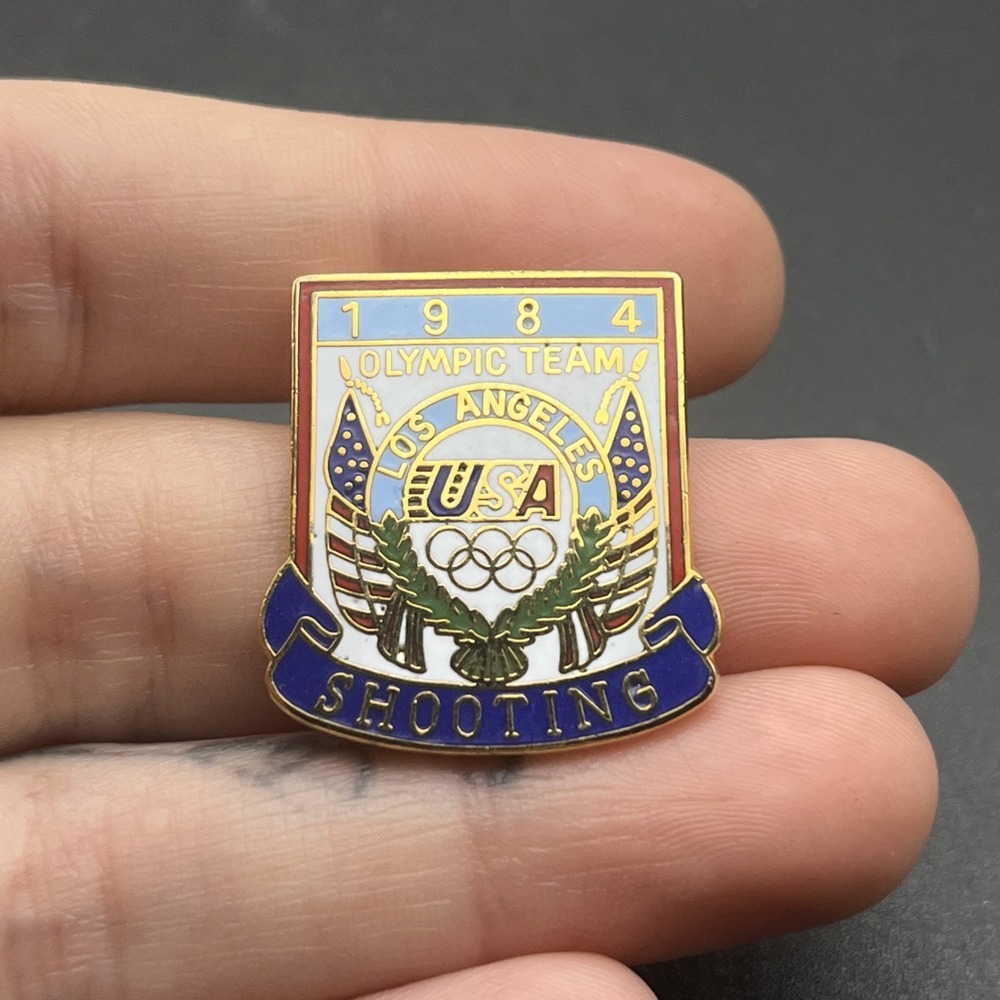 Vintage 1984 Los Angeles Olympics Team USA Shooting Event Lapel Hat Pin